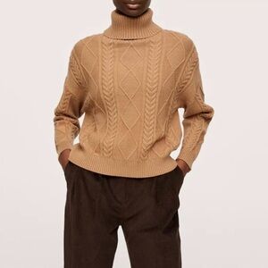 Mango Cable Knit Cropped Sweater